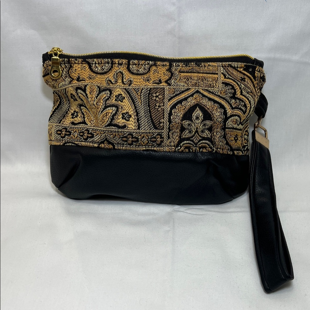 Handmade Black and Gold Patterned Women's Clutch
